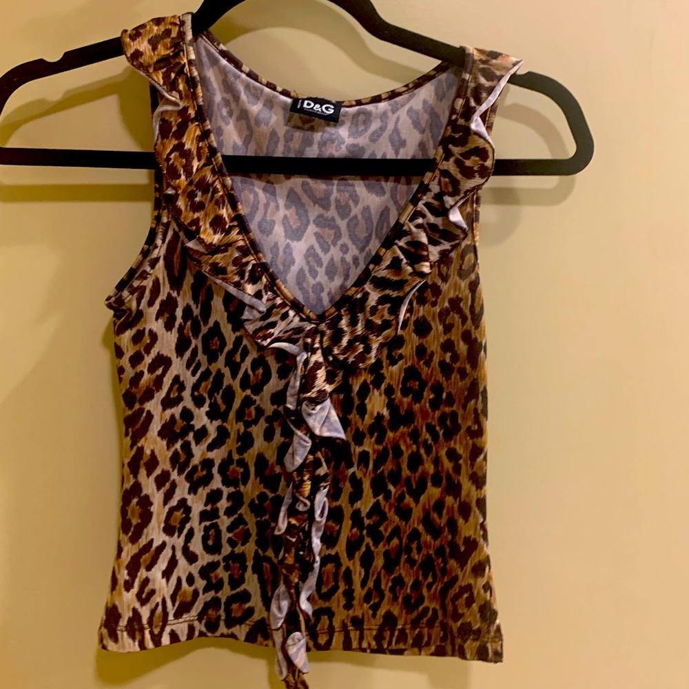 RARE D&G Dolce & Gabbana Leopard Print Ruffle Tank Top